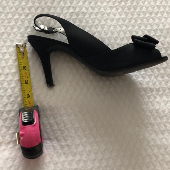 Matte black fabric sling back with bow detail - Picture 5 of 5